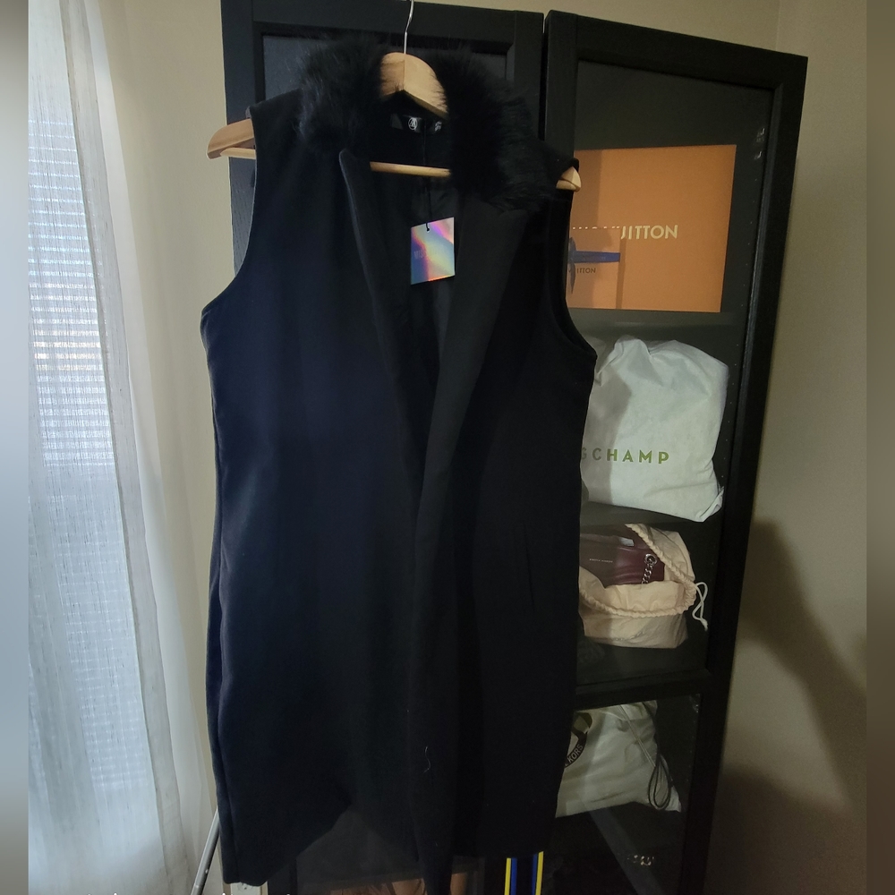 Missguided knee length Black vest